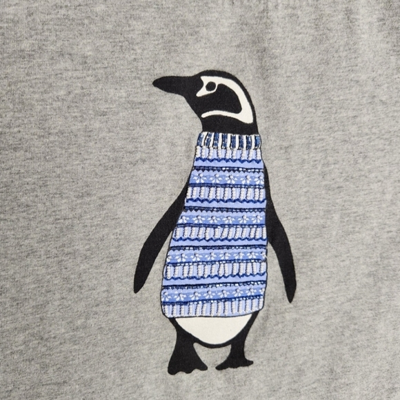 Talbots Top womens Medium beaded Penguin long sleeve 100% cotton graphic tee - Picture 3 of 4